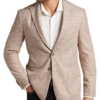 Joseph Abboud Slim Fit Notch Lapel Knit Sport Coat Tan Plaid