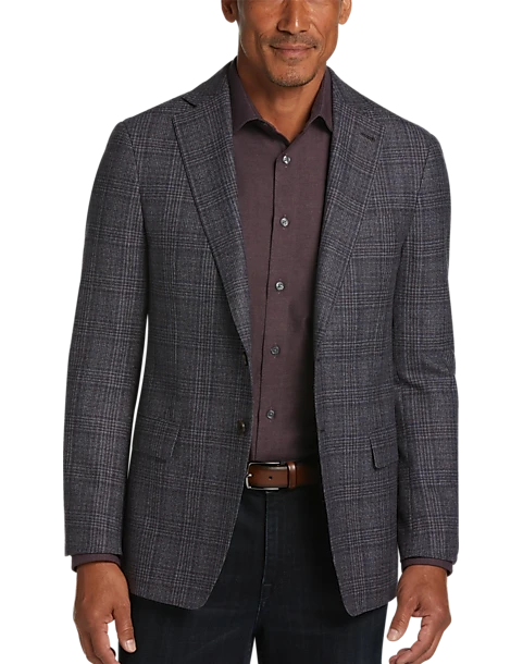 Joseph Abboud Slim Fit Sport Coat, Blue And Plum Plaid 1 Joseph Abboud Slim Fit Sport Coat, Blue And Plum Plaid