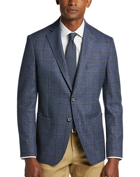 Joseph Abboud Modern Fit Sport Coat, Blue Windowpane Plaid 1 Joseph Abboud Modern Fit Sport Coat, Blue Windowpane Plaid