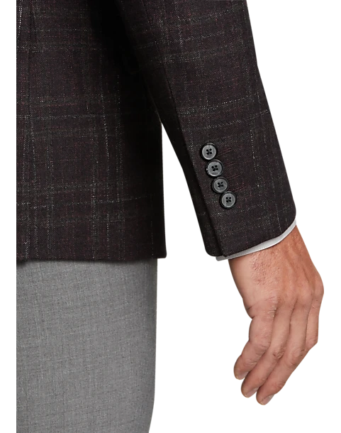Joseph Abboud Slim Fit Sport Coat, Burgundy Plaid 2 Joseph Abboud Slim Fit Sport Coat, Burgundy Plaid - Image 2