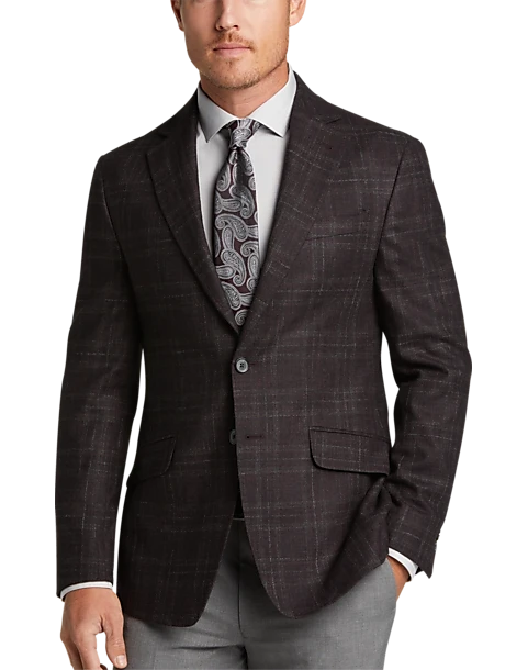 Joseph Abboud Slim Fit Sport Coat, Burgundy Plaid 1 Joseph Abboud Slim Fit Sport Coat, Burgundy Plaid