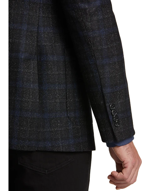 Joseph Abboud Slim Fit Sport Coat, Charcoal Windowpane Plaid 2 Joseph Abboud Slim Fit Sport Coat, Charcoal Windowpane Plaid - Image 2