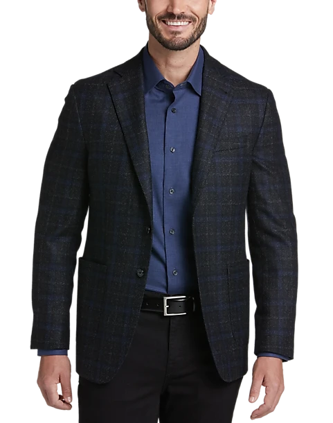 Joseph Abboud Slim Fit Sport Coat, Charcoal Windowpane Plaid 1 Joseph Abboud Slim Fit Sport Coat, Charcoal Windowpane Plaid