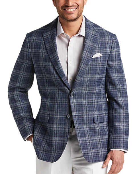 Joseph Abboud Modern Fit Notch Lapel Sport Coat, Blue Plaid 1 Joseph Abboud Modern Fit Notch Lapel Sport Coat, Blue Plaid