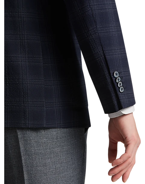 JOE Joseph Abboud Slim Fit Notch Lapel Sport Coat, Navy Plaid 2 JOE Joseph Abboud Slim Fit Notch Lapel Sport Coat, Navy Plaid - Image 2