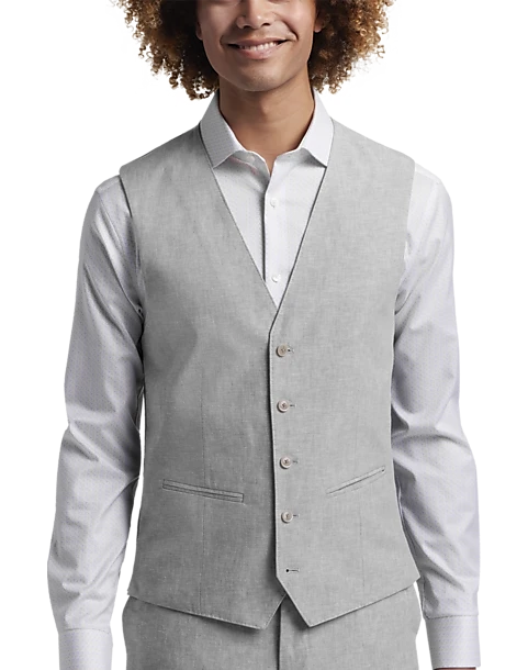 JOE Joseph Abboud Slim Fit Linen Blend Suit Separates Vest, Light Gray 1 JOE Joseph Abboud Slim Fit Linen Blend Suit Separates Vest, Light Gray