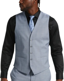 JOE Joseph Abboud Slim Fit Suit Separates Vest Light Blue Sharkskin