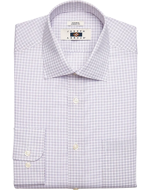 Joseph Abboud Classic Fit Spread Collar Dress Shirt, Burgundy Grid 1 Joseph Abboud Classic Fit Spread Collar Dress Shirt, Burgundy Grid