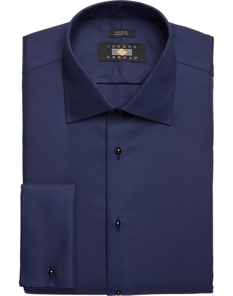 Joseph Abboud Classic Fit French Cuff Tuxedo Formal Shirt, Navy 1 Joseph Abboud Classic Fit French Cuff Tuxedo Formal Shirt, Navy