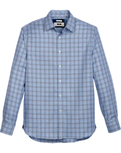 Joseph Abboud Non-Iron Modern Fit Spread Collar Sport Shirt, Blue Check