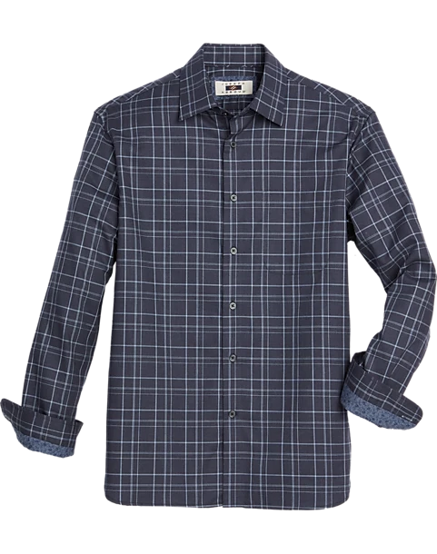 Joseph Abboud Modern Fit Sport Shirt, Navy Roadmap Plaid 1 Joseph Abboud Modern Fit Sport Shirt, Navy Roadmap Plaid