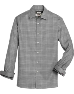 Joseph Abboud Modern Fit Sport Shirt, Black & White Glen Plaid