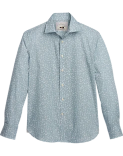 Joseph Abboud Modern Fit Sport Shirt, Teal Fossil Leaf