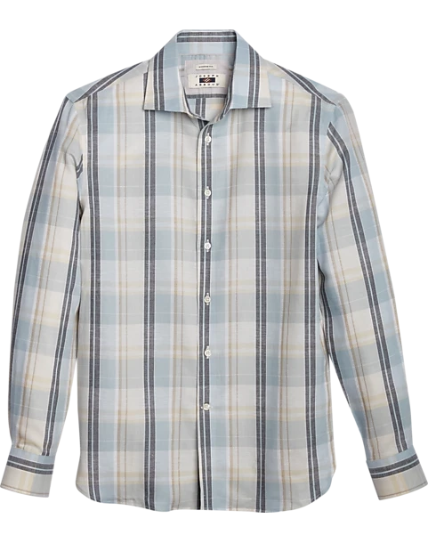 Joseph Abboud Modern Fit Sport Shirt Light Blue Madras Plaid 1 Joseph Abboud Modern Fit Sport Shirt Light Blue Madras Plaid