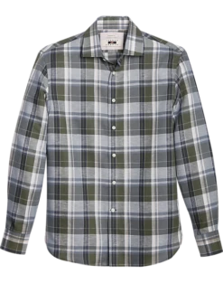 Joseph Abboud Modern Fit Sport Shirt Olive Madras Plaid
