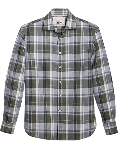 Joseph Abboud Modern Fit Sport Shirt Olive Madras Plaid 1 Joseph Abboud Modern Fit Sport Shirt Olive Madras Plaid