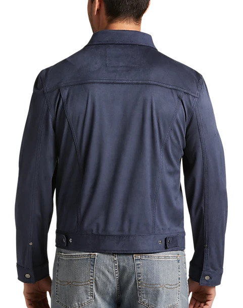 Joseph Abboud Modern Fit Faux Suede Trucker Jacket, Navy 2 Joseph Abboud Modern Fit Faux Suede Trucker Jacket, Navy - Image 2