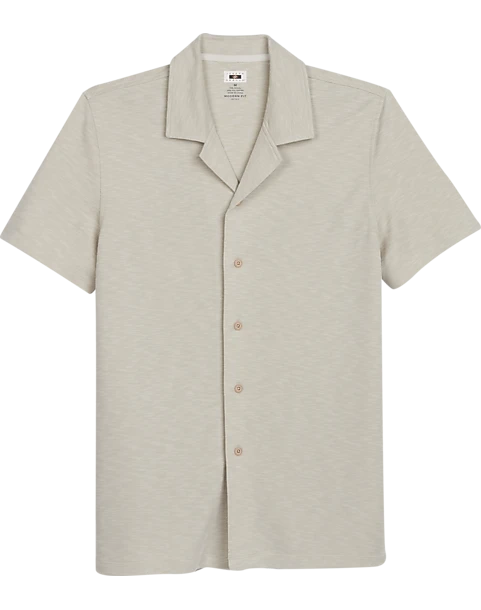Joseph Abboud Modern Fit Short Sleeve Camp Shirt, Tan 1 Joseph Abboud Modern Fit Short Sleeve Camp Shirt, Tan