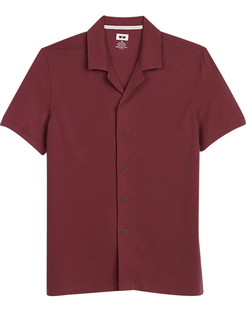 Joseph Abboud Modern Fit Short Sleeve Camp Shirt, Brick Red 1 Joseph Abboud Modern Fit Short Sleeve Camp Shirt, Brick Red