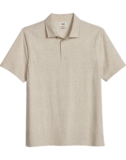 Joseph Abboud Modern Fit Short Sleeve Polo Shirt, Oatmeal Herringbone 1 Joseph Abboud Modern Fit Short Sleeve Polo Shirt, Oatmeal Herringbone