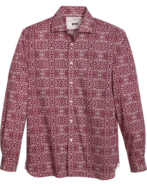 Joseph Abboud Modern Fit Sport Shirt, Burgundy Brocade 1 Joseph Abboud Modern Fit Sport Shirt, Burgundy Brocade