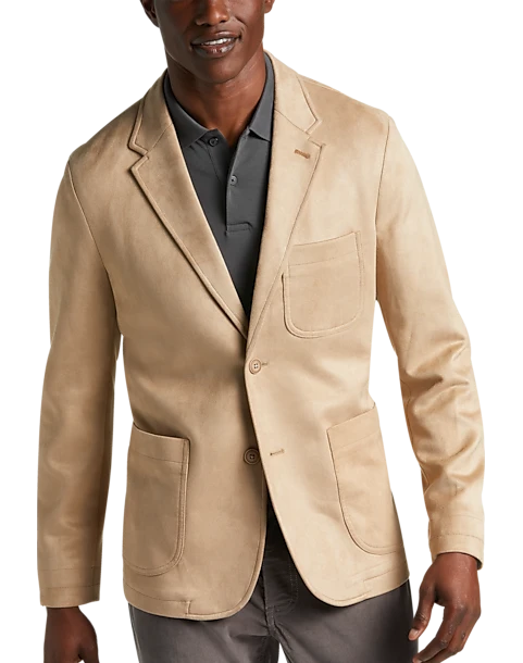 Joseph Abboud Modern Fit Notch Lapel Ultra Suede Soft Jacket, Sand 1 Joseph Abboud Modern Fit Notch Lapel Ultra Suede Soft Jacket, Sand