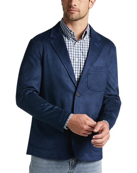 Joseph Abboud Modern Fit Notch Lapel Ultra Suede Soft Jacket, Dark Blue 1 Joseph Abboud Modern Fit Notch Lapel Ultra Suede Soft Jacket, Dark Blue