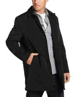 Joseph Abboud Modern Fit Bonded Raincoat, Black
