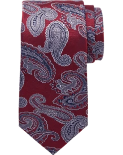 Joseph Abboud Narrow Tie, Burgundy & Gray Paisley