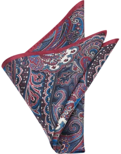 Joseph Abboud Pocket Square, Burgundy Paisley