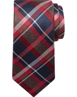 Joseph Abboud Narrow Tie, Navy & Red Plaid