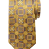 Joseph Abboud Narrow Silk Tie, Gold Square And Floral Print
