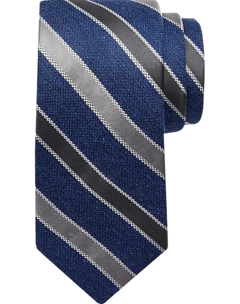 Joseph Abboud Narrow Tie, Navy & Gray Stripe 1 Joseph Abboud Narrow Tie, Navy & Gray Stripe