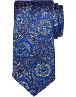 Joseph Abboud Narrow Silk Tie, Teal Paisley Medallion