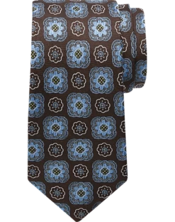 Joseph Abboud Narrow Tie, Brown Medallion