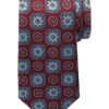 Joseph Abboud Narrow Tie, Burgundy & Blue Medallion