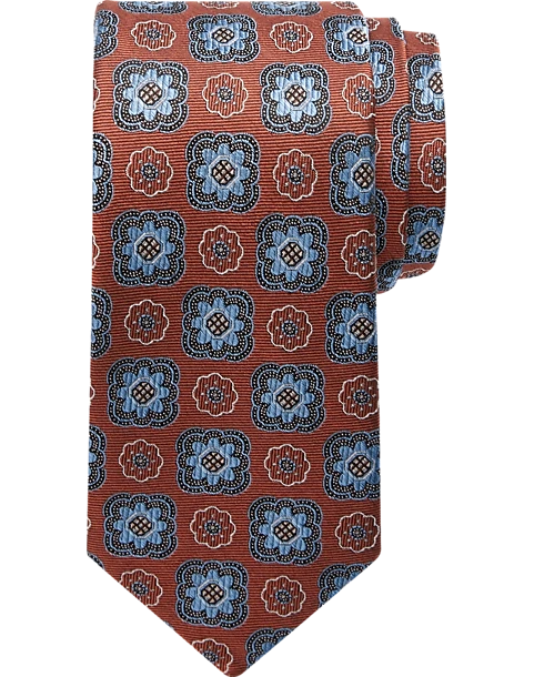 Joseph Abboud Narrow Tie, Rust & Blue Medallion 1 Joseph Abboud Narrow Tie, Rust & Blue Medallion