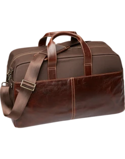 Joseph Abboud Leather & Nylon Duffel Bag, Brown