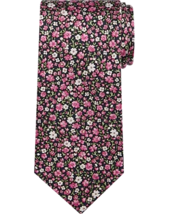 Joseph Abboud Narrow Tie, Navy & Pink Floral