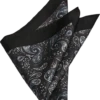 Joseph Abboud Silk Pocket Square, Black Paisley