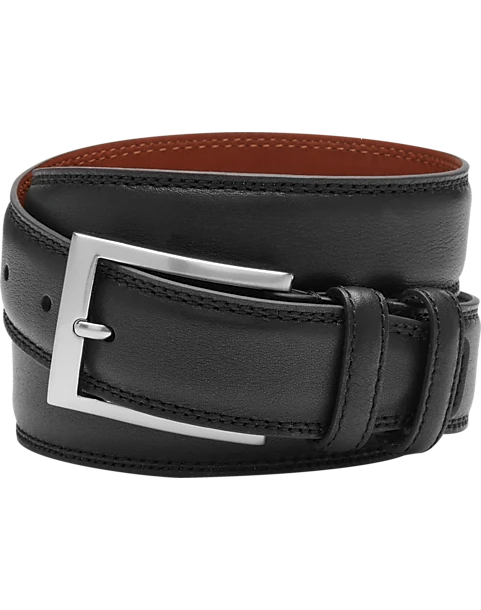 Joseph Abboud Double Loop Leather Belt, Black 1 Joseph Abboud Double Loop Leather Belt, Black