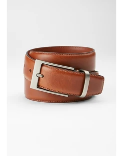 Joseph Abboud Feather Edge Stitched Leather Belt, Cognac