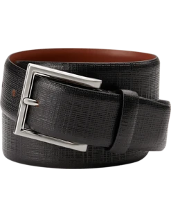 Joseph Abboud Feather Edge Two-Tone Leather Belt, Black