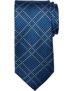 Joseph Abboud Narrow Tie, Blue Tonal Plaid