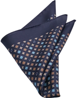 Joseph Abboud Pocket Square, Blue Mini Retro Pattern