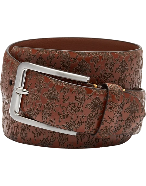Joseph Abboud Leather Casual Belt, Cognac Floral 1 Joseph Abboud Leather Casual Belt, Cognac Floral