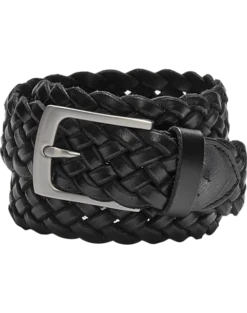 Joseph Abboud Genuine Leather Braided Belt, Black