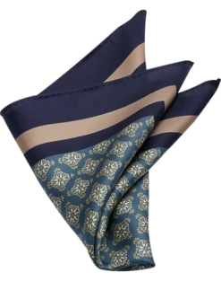 Joseph Abboud Pocket Square, Blue Medallion