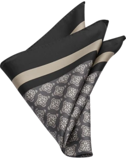 Joseph Abboud Pocket Square, Black Medallion